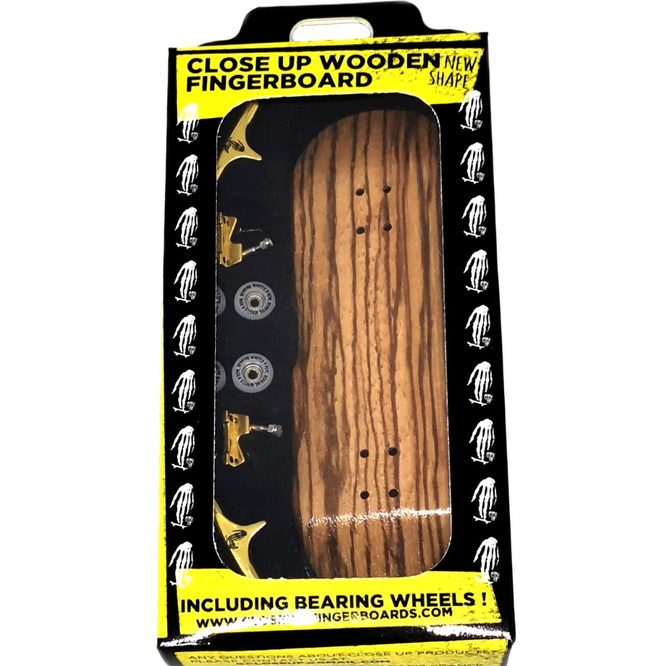 Zebra Wood Gold Trucks 33mm Fingerboard