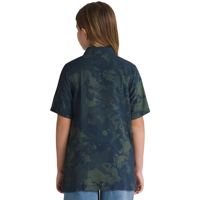 Kids Loose Camp Collar Woven Dress Blues/Dark Forest