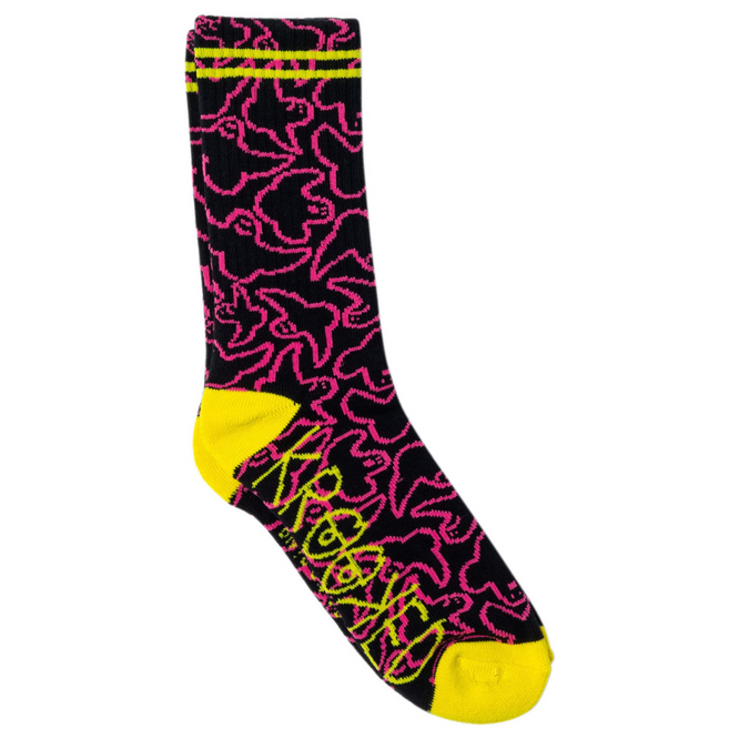 Multi Birds Socks Black/Pink/Yellow