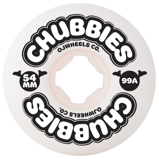 Chubbies 99a 54mm White Skateboard Wheels