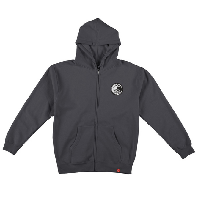 Yin Yang Zip Hoodie Charcoal