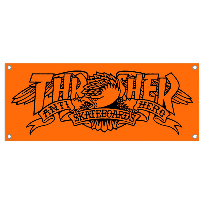 Thrasher x Bannière anti-héros orange