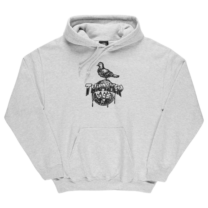 Thrasher x Antihero decken die Erde Hoodie Asche grau