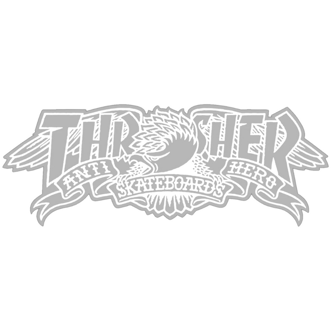 Thrasher x Antihero Mag Banner Aufkleber Weiß