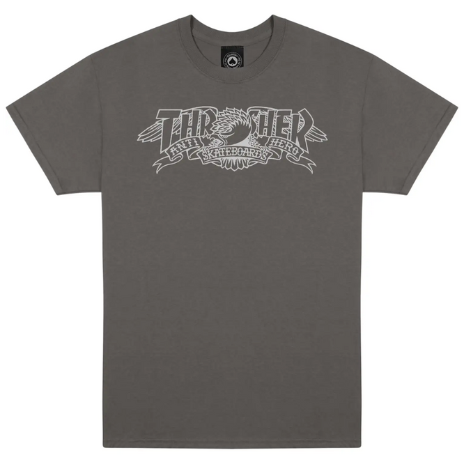 Thrasher x Antihero Mag Banner T-shirt Charcoal