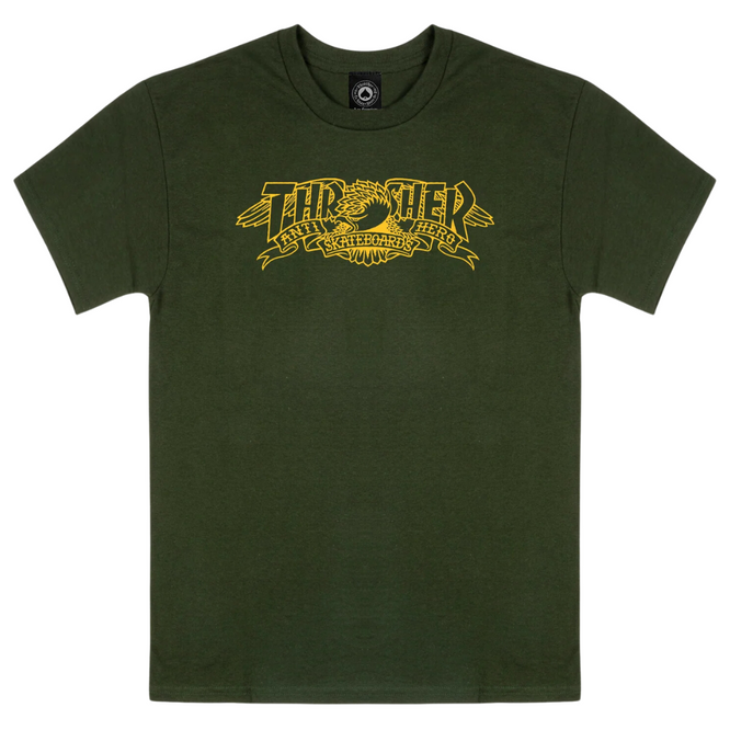 Thrasher x Antihero Mag Banner T-shirt Waldgrün