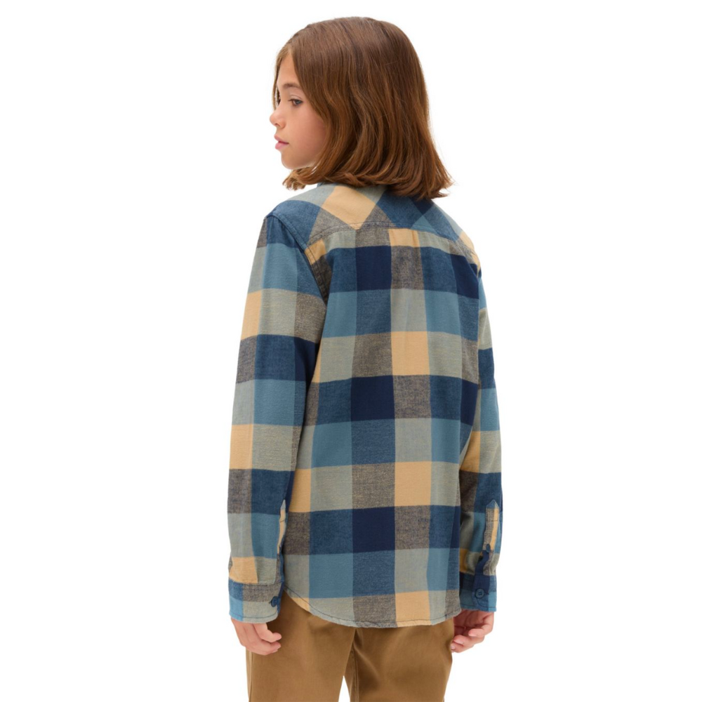 – Boardshop Shirt Stoked Taupe Bluestone/Taos Kids Flannel Box