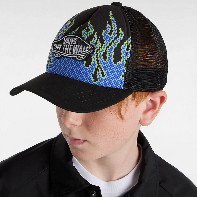 Kinder Pixel Flame Trucker Cap Schwarz