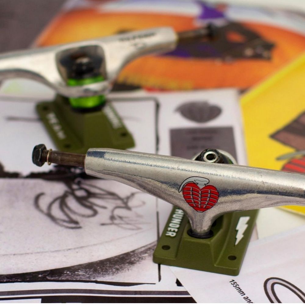 OG Grenade Team Hollow Truck Polished/Green 149 Skateboard Trucks