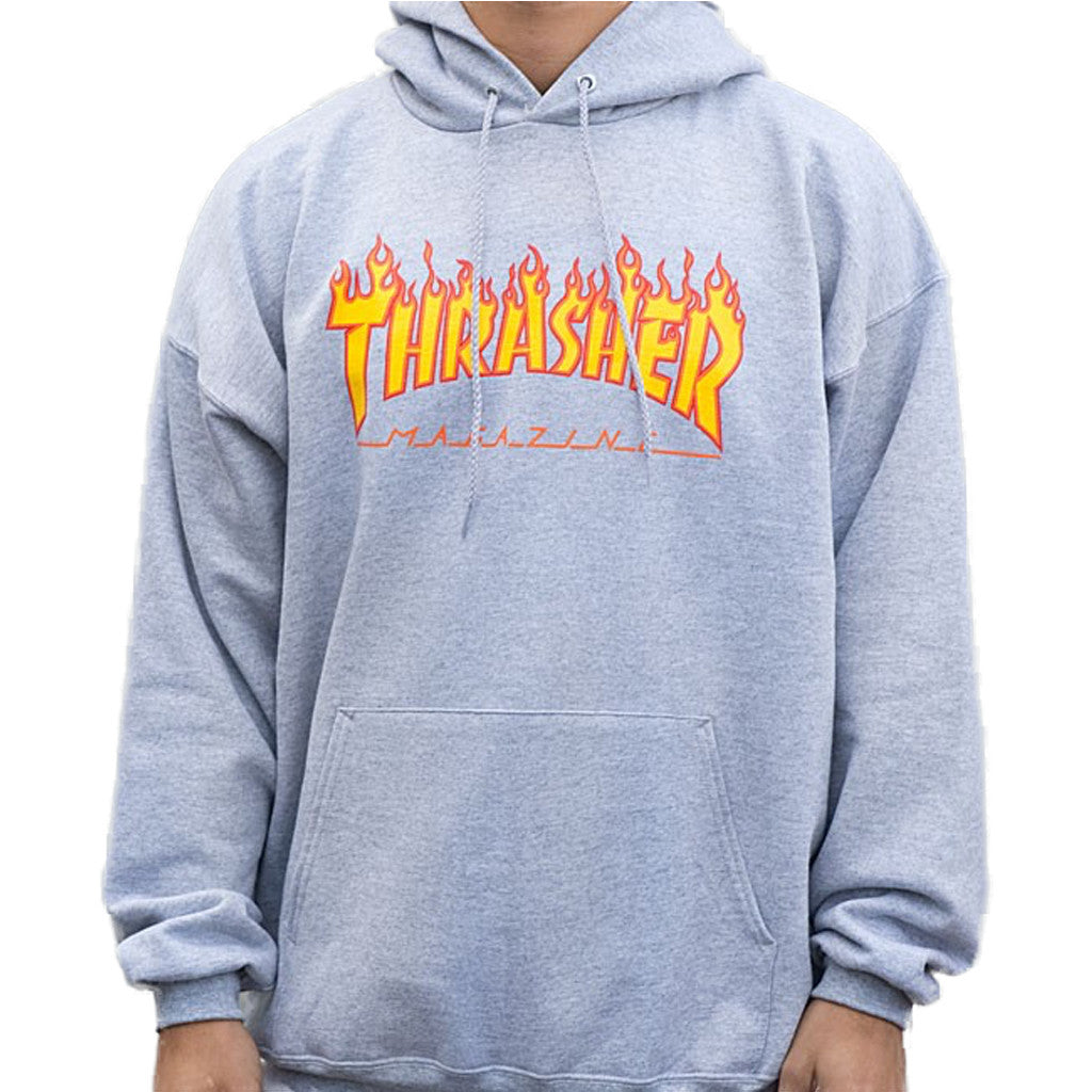 Flame Logo Hoodie Gray Stoked Boardshop