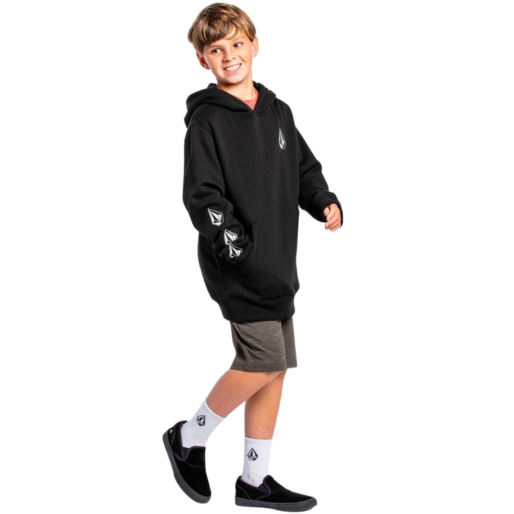 Kids Iconic Stone Hoodie Black Stoked Boardshop